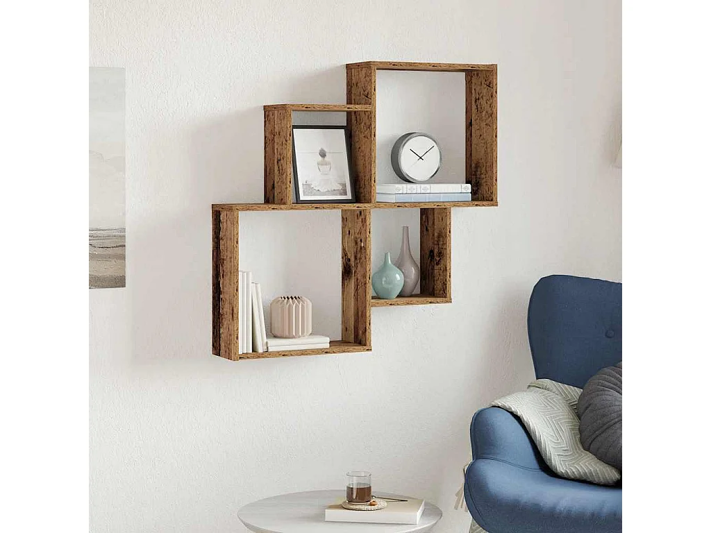 Étagère murale vieux bois 80x15x78,5 cm bois d'ingénierie