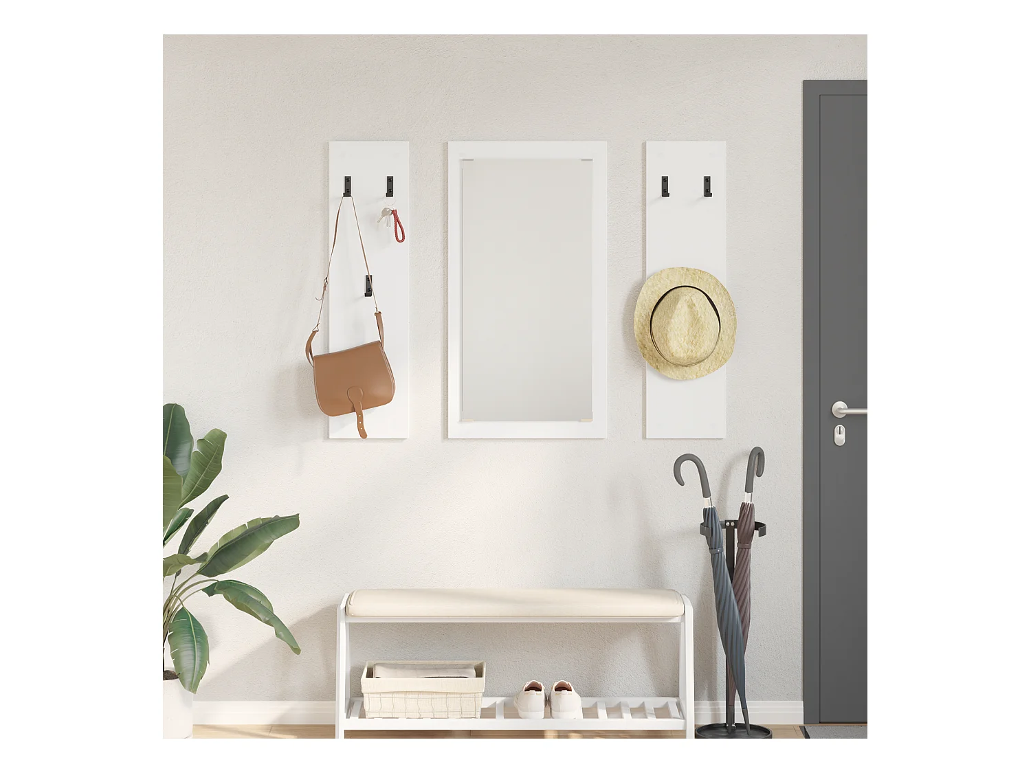 Appendiabiti da parete Bianco 96 x 1,5 x 90 cm Legno ingegnerizzato