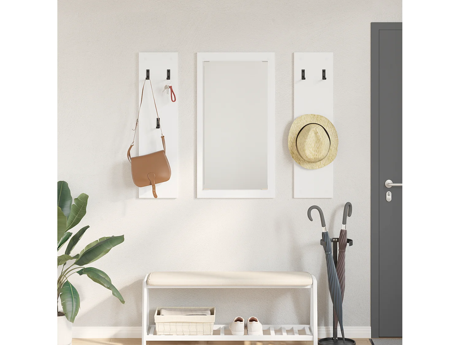 Porte-manteau mural Blanc 96 x 1,5 x 90 cm Bois d'ingénierie