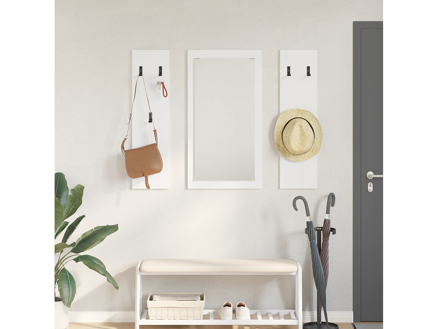 Porte-manteau mural Blanc 96 x 1,5 x 90 cm Bois d'ingénierie