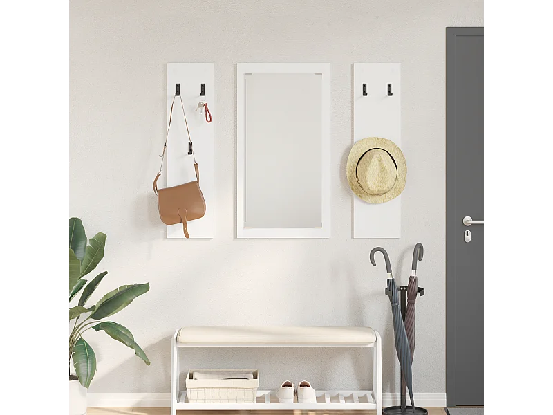 Porte-manteau mural Blanc 96 x 1,5 x 90 cm Bois d'ingénierie