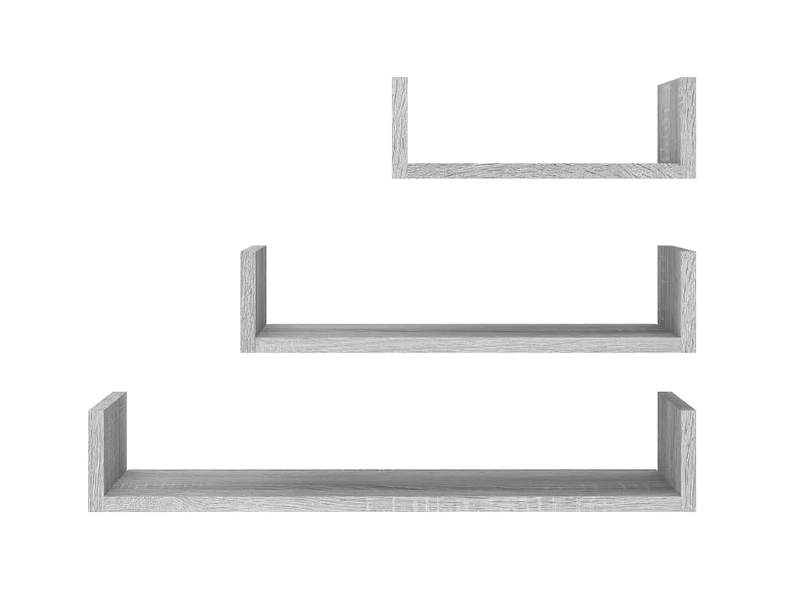 Étagères murales d'affichage 3pcs Sonoma gris Bois d'ingénierie