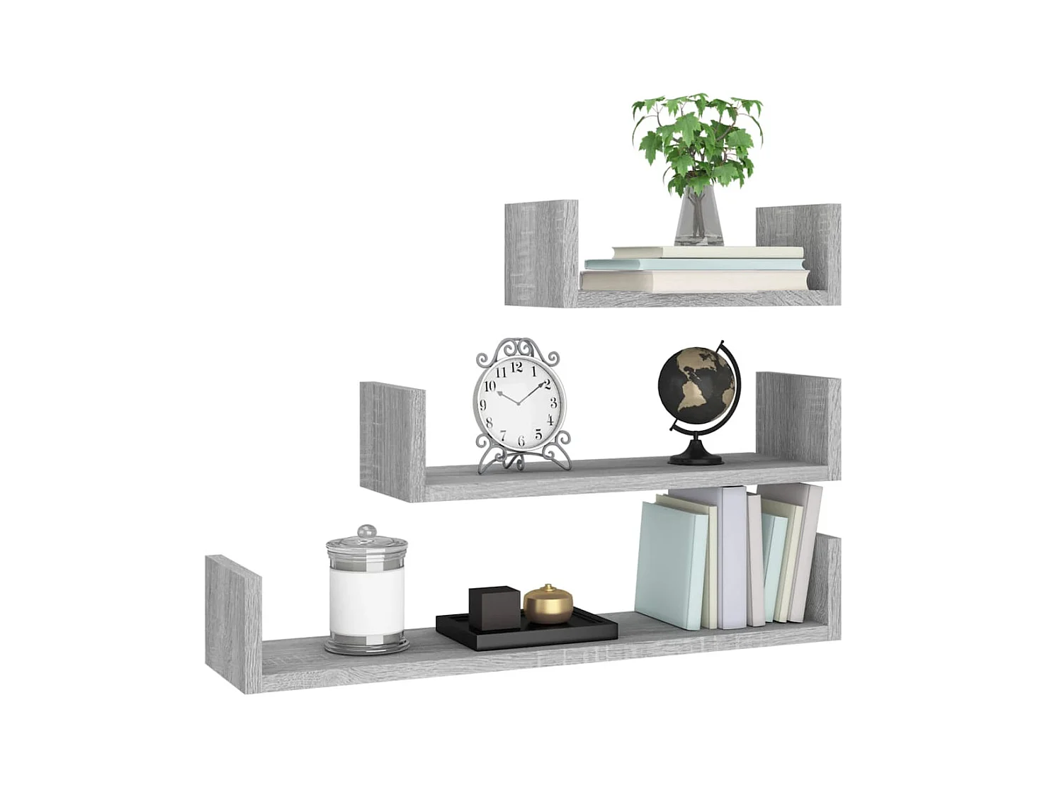Étagères murales d'affichage 3pcs Sonoma gris Bois d'ingénierie