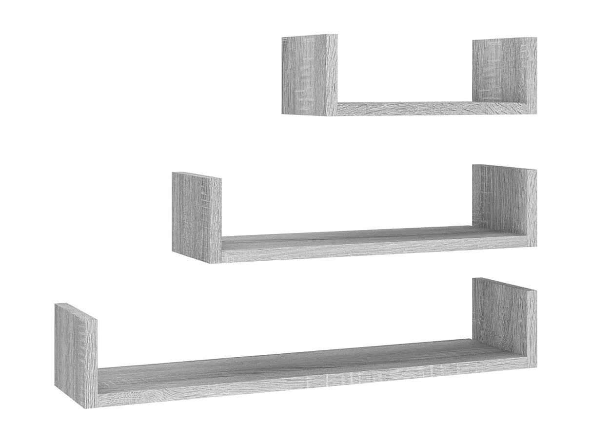 Étagères murales d'affichage 3pcs Sonoma gris Bois d'ingénierie