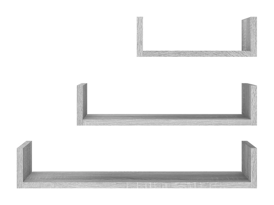 Étagères murales d'affichage 3pcs Sonoma gris Bois d'ingénierie