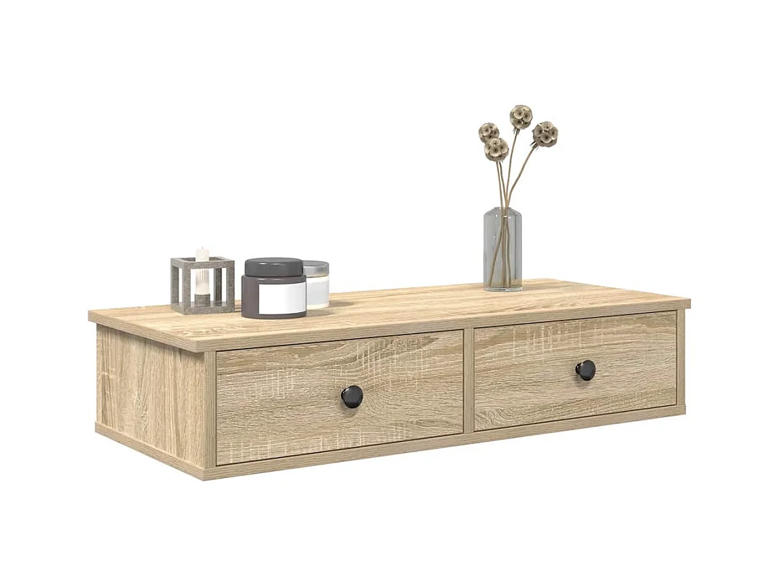 Étagère murale avec tiroirs chêne sonoma bois d'ingénierie