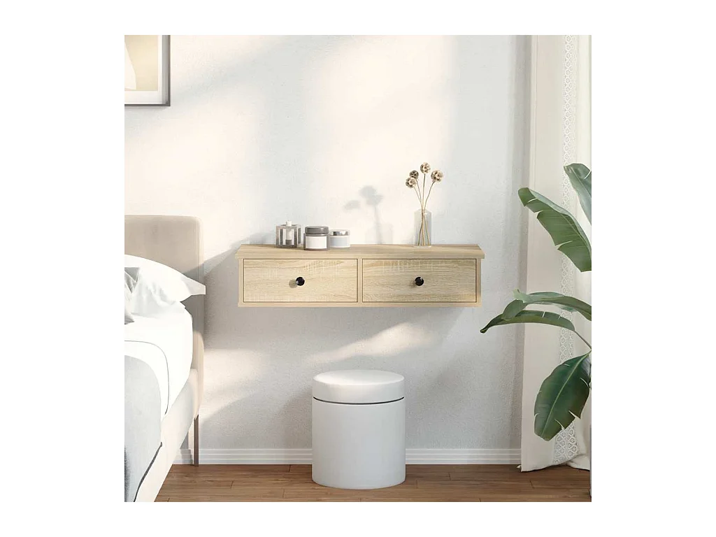 Étagère murale avec tiroirs chêne sonoma bois d'ingénierie