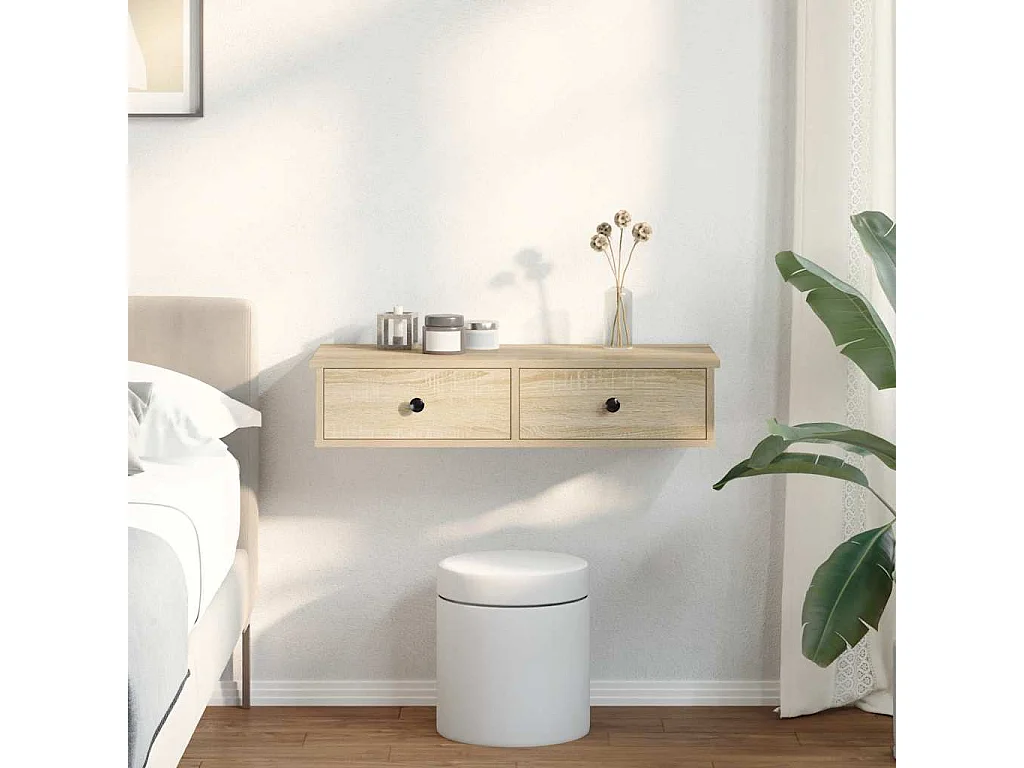 Étagère murale avec tiroirs chêne sonoma bois d'ingénierie