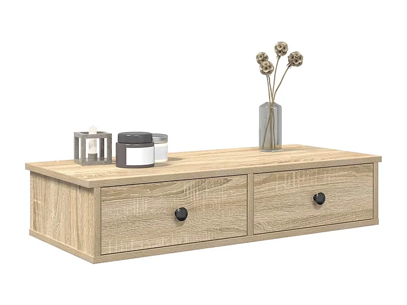 Étagère murale avec tiroirs chêne sonoma bois d'ingénierie