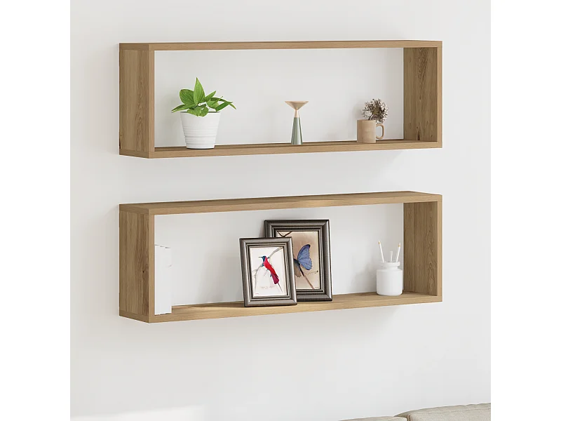 Handgefertigte Eichen-Wandregale 80x15x26 cm aus Holzwerkstoff