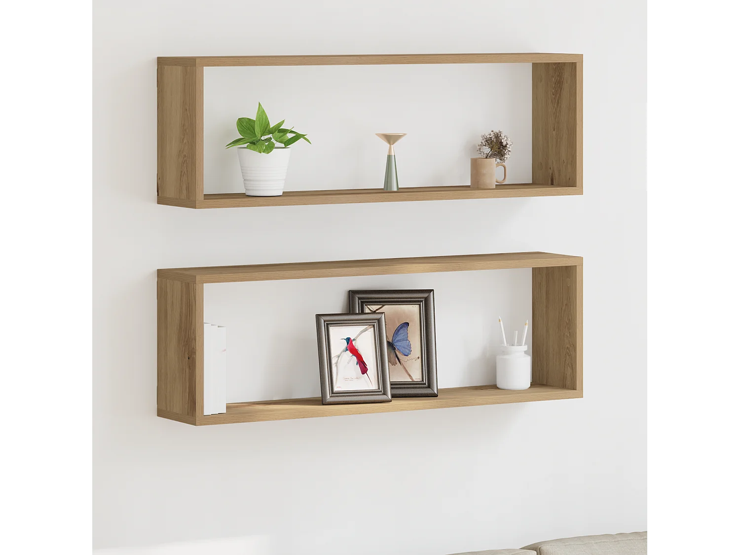 Mensole da parete in rovere fatte a mano 80x15x26 cm in legno ingegnerizzato