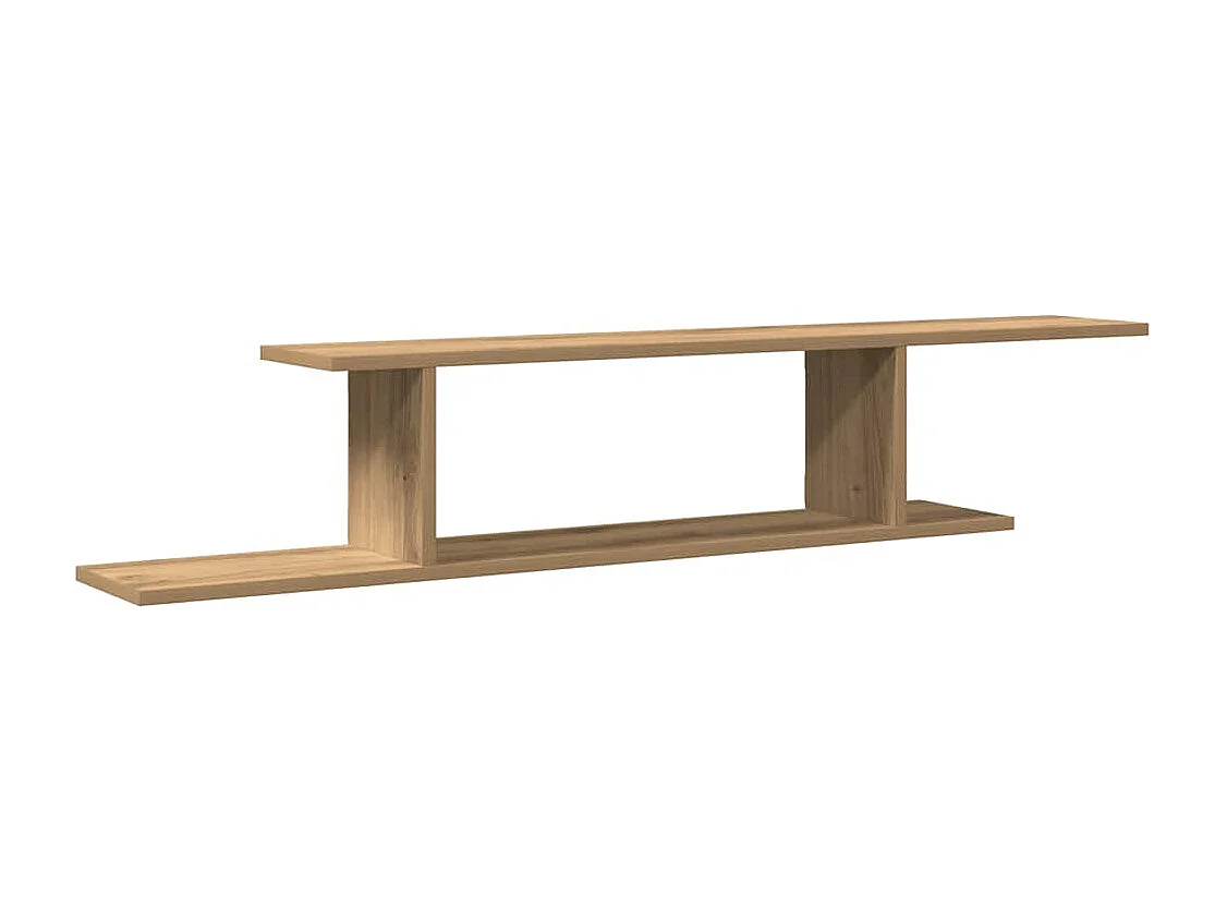 TV-wandplank, handgemaakt eikenhout, 125x18x23cm, bewerkt hout