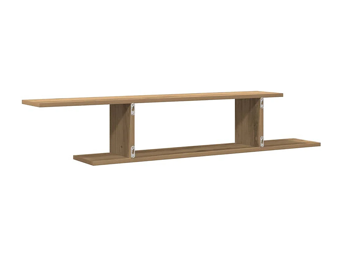 TV-wandplank, handgemaakt eikenhout, 125x18x23cm, bewerkt hout