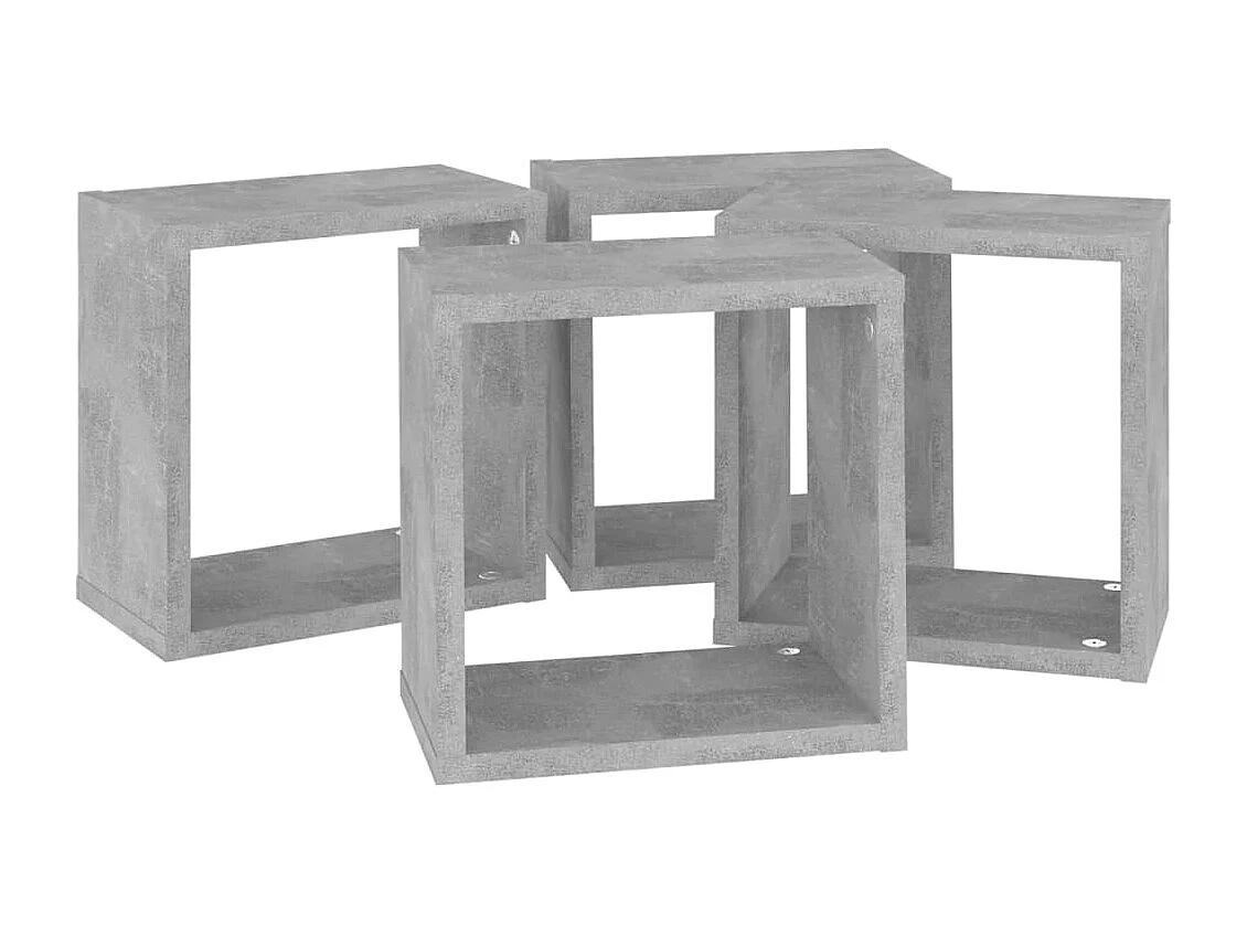 Étagères cube murales 4 pcs Gris béton 26x15x26 cm