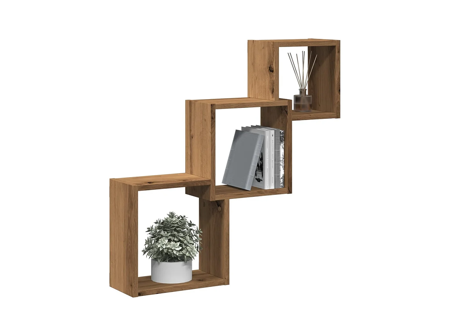 Estantes de pared en forma de cubo, hechos a mano en roble, madera de ingeniería.