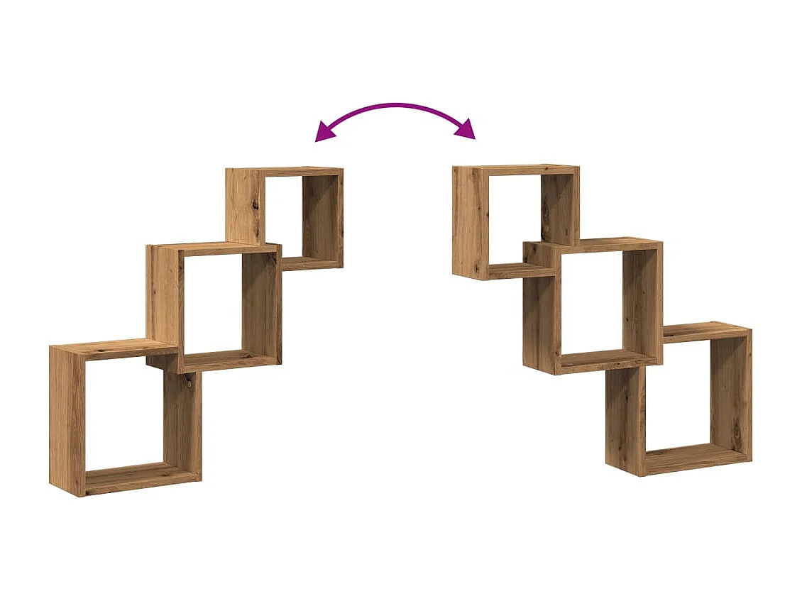 Estantes de pared en forma de cubo, hechos a mano en roble, madera de ingeniería.