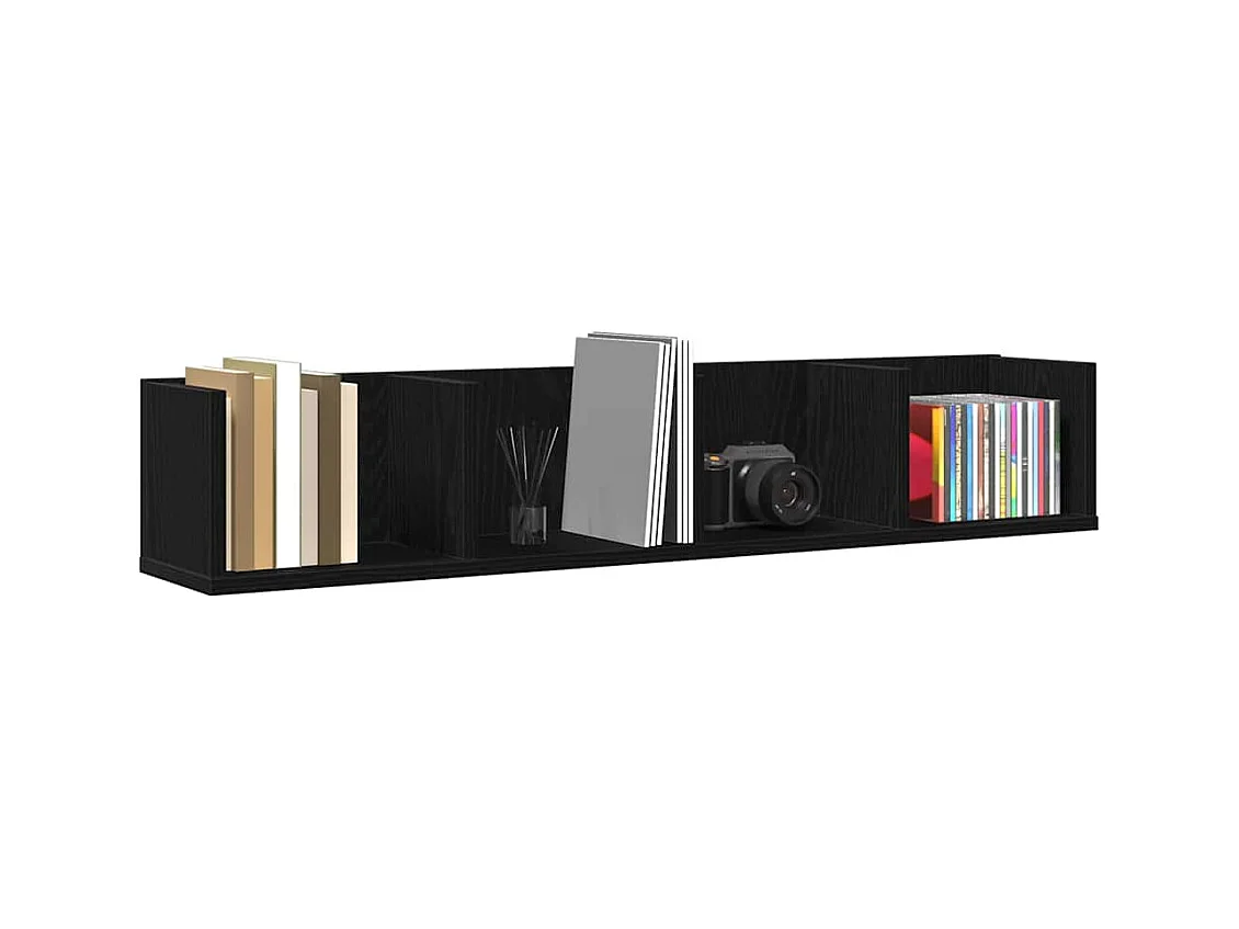 Mensola da parete per CD in rovere nero 100x18x18 cm in legno ingegnerizzato