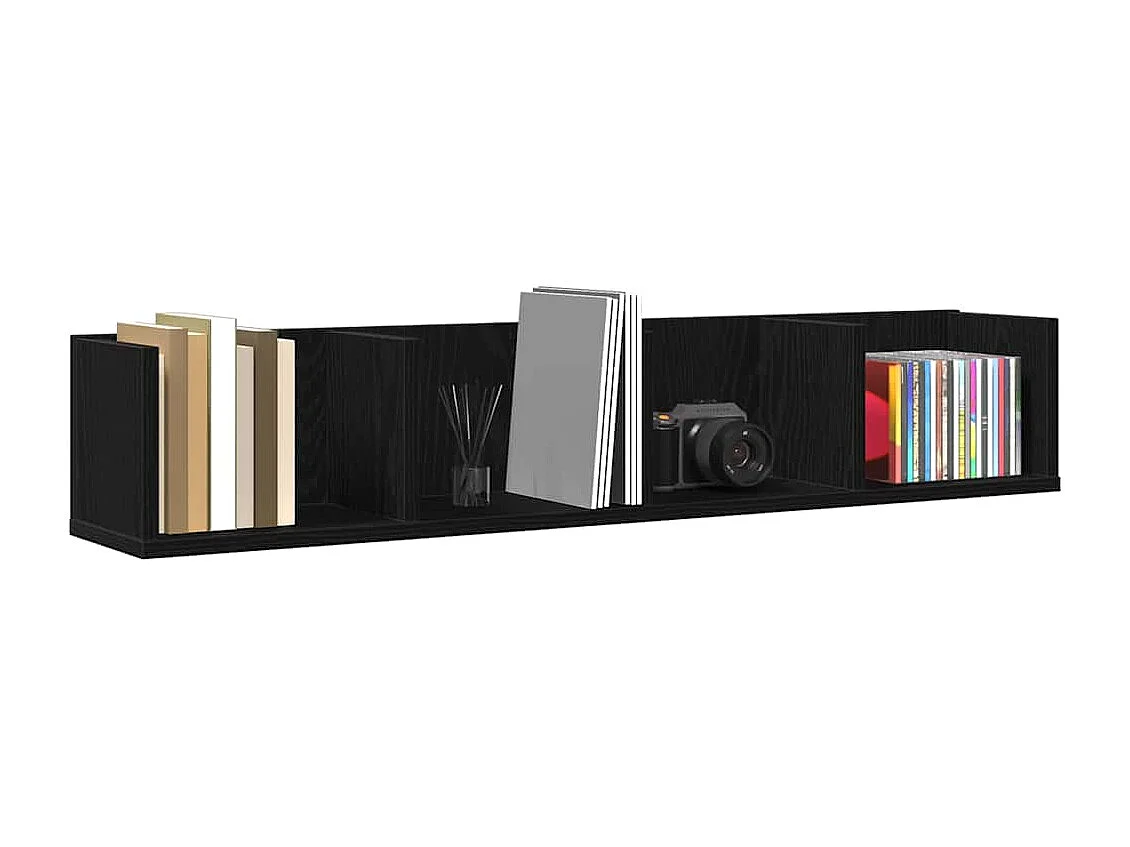 Étagère murale CD Chêne noir 100x18x18 cm en bois d'ingénierie