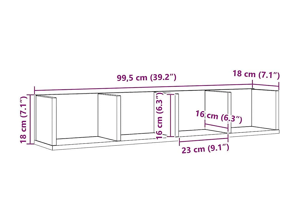 Étagère murale CD Chêne noir 100x18x18 cm en bois d'ingénierie