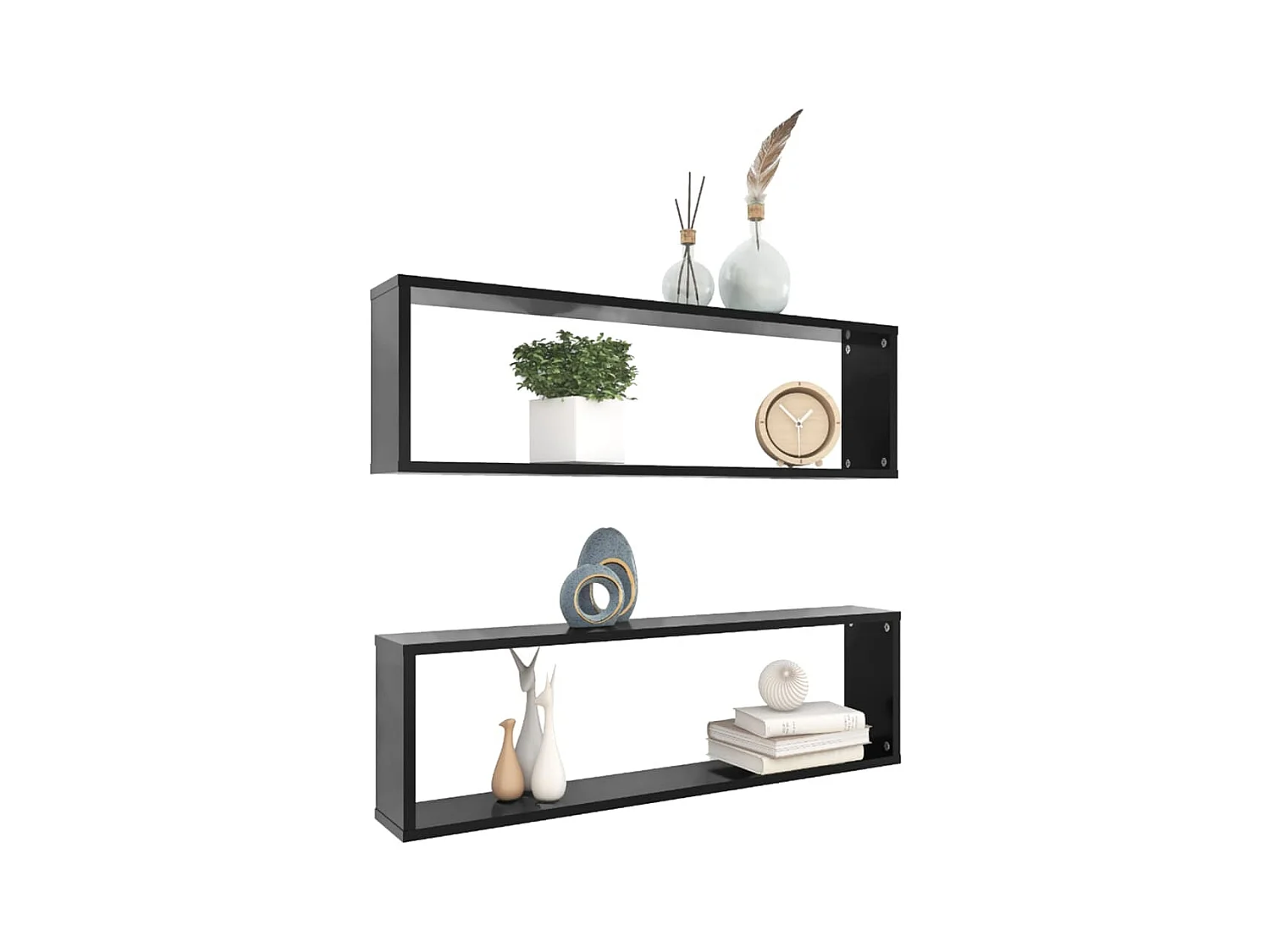 Mensole a cubo da parete 2 pezzi nere 100x15x30 cm in legno ingegnerizzato