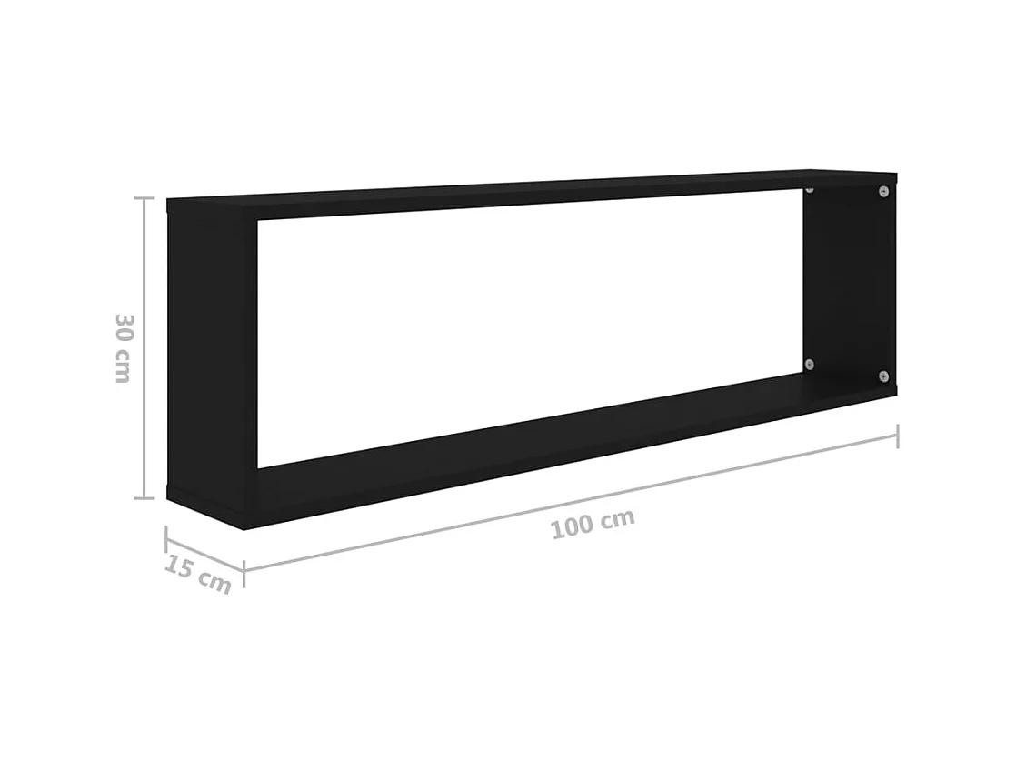 Mensole a cubo da parete 2 pezzi nere 100x15x30 cm in legno ingegnerizzato