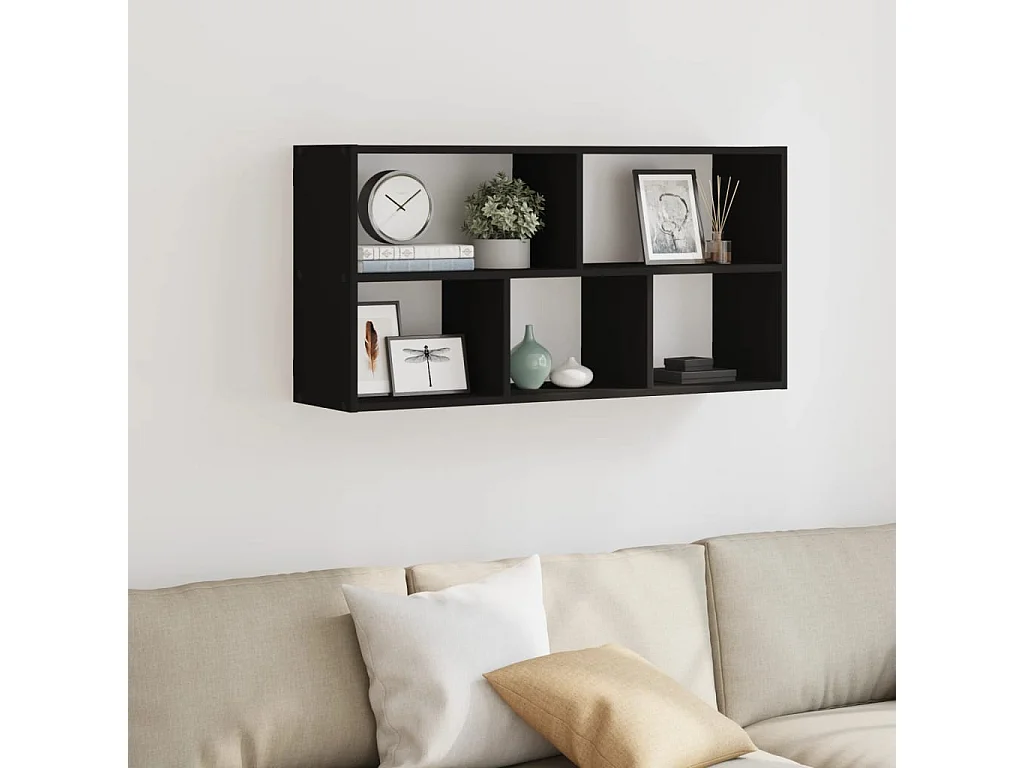 Mensola da parete nera 100x25x50 cm in legno ingegnerizzato
