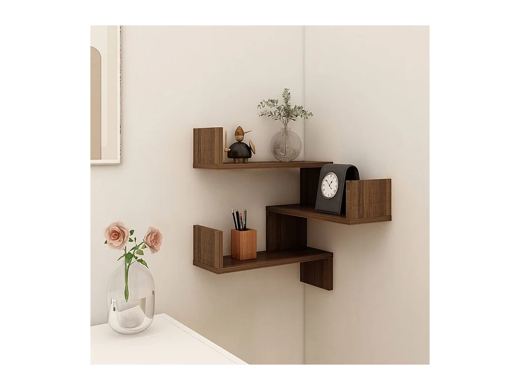 Étagère d'angle murale Chêne marron 40x40x50 cm Bois ingénierie