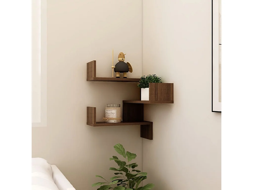 Étagère d'angle murale Chêne marron 40x40x50 cm Bois ingénierie