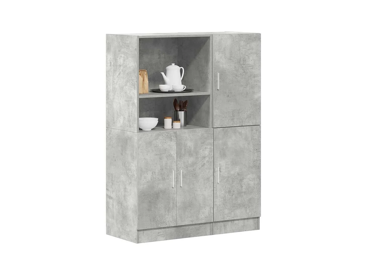 2-delige keukenkastset betongrijs bewerkt hout