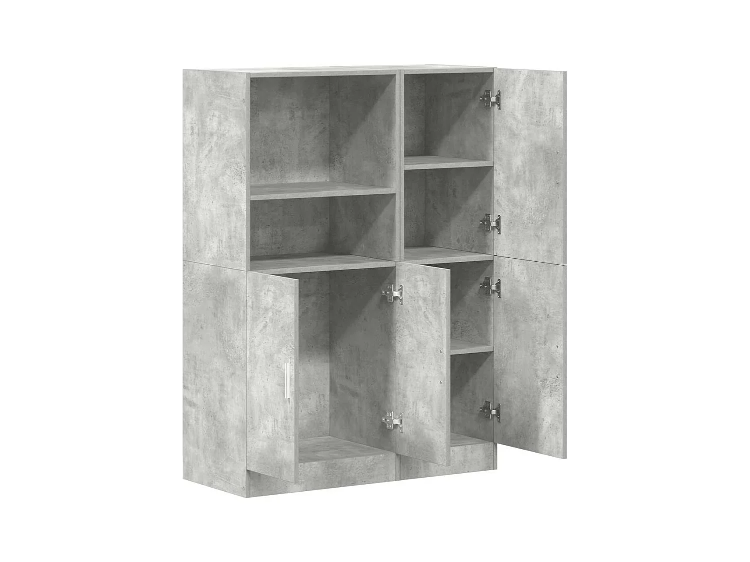 2-delige keukenkastset betongrijs bewerkt hout