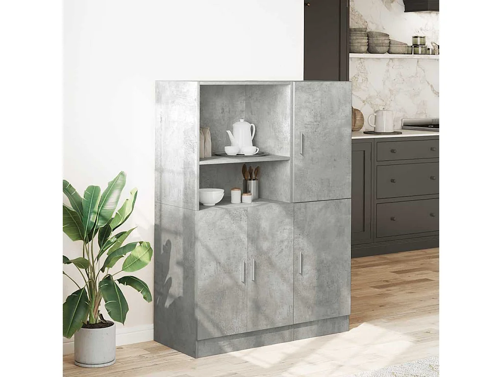 Ensemble d'armoires de cuisine 2 pcs gris béton bois ingénierie