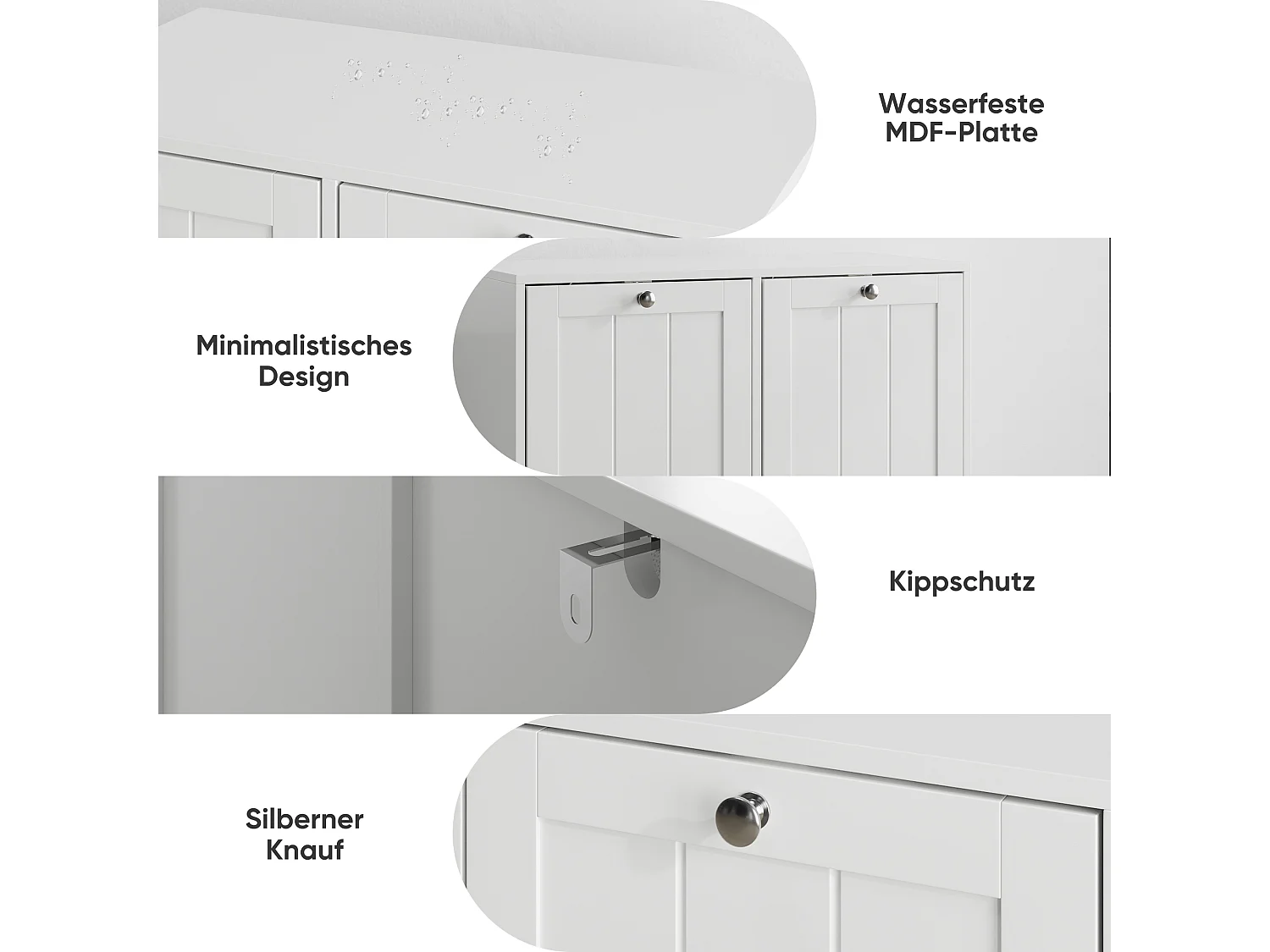 Panier à linge basculant avec panier amovible, meuble de rangement pour salle de bain, organisateur freestanding, blanc (66x33x68 cm)