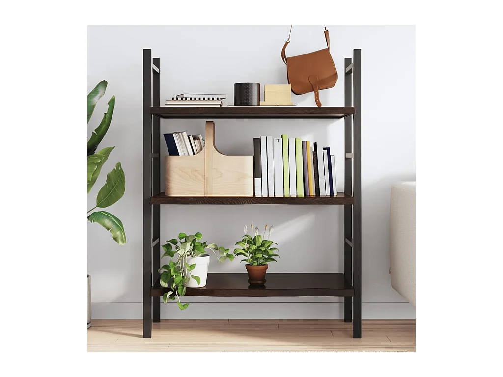 Étagère murale marron foncé bois chêne massif traité