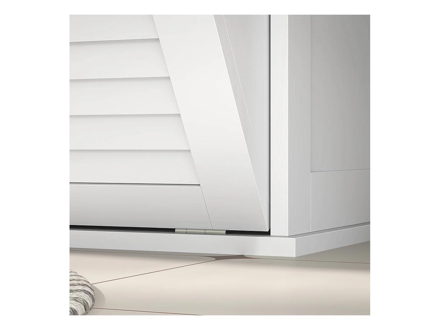 Armoire à linge avec 2 paniers, portes lamellées, MDF, blanc (70x38x73 cm)