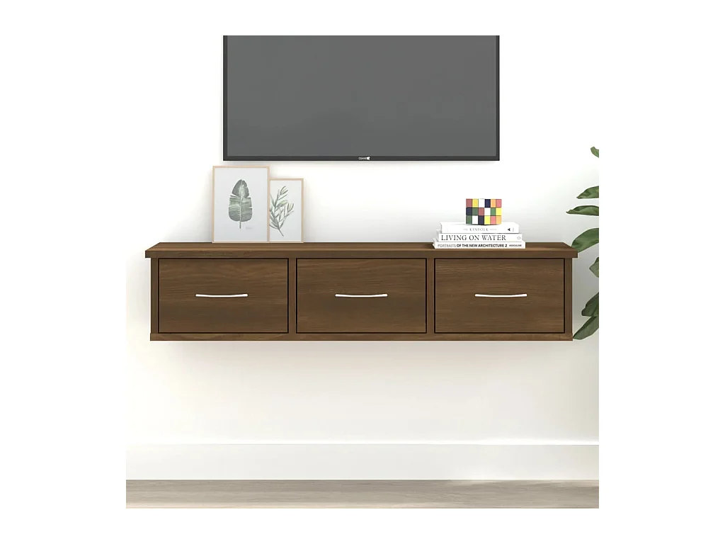 Mobiletto da parete Rovere marrone 88x26x18,5 cm Legno composito