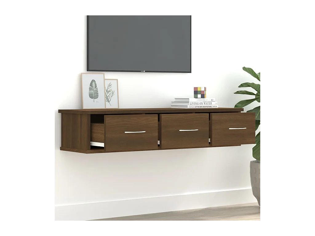 Mobiletto da parete Rovere marrone 88x26x18,5 cm Legno composito