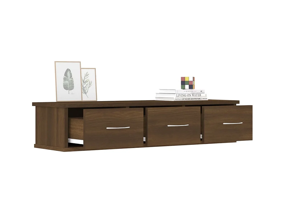 Mobiletto da parete Rovere marrone 88x26x18,5 cm Legno composito