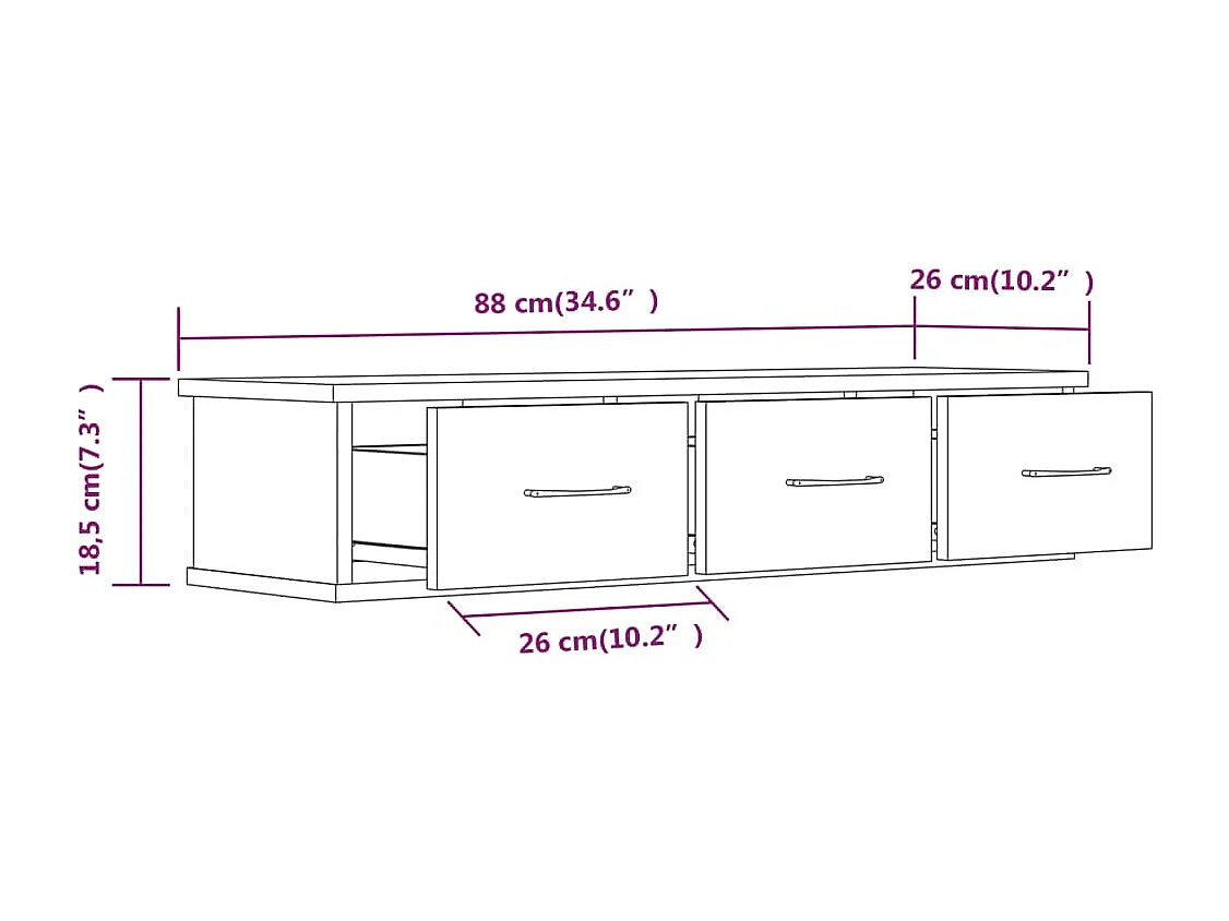 Armario de pared Roble marrón 88x26x18,5 cm Madera de ingeniería