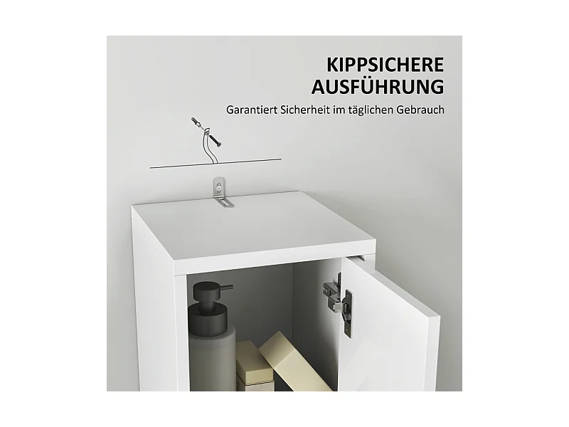 Armoire étroite avec tiroir et étagère réglable, en bois, blanc (20x20x178 cm)