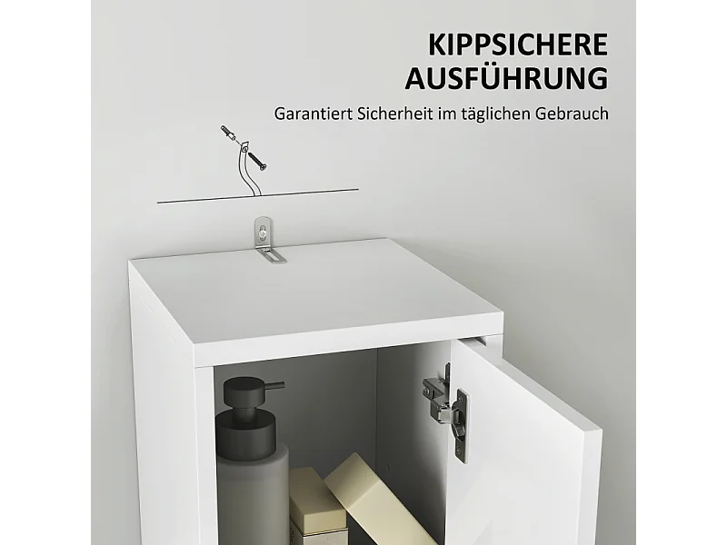 Armoire étroite avec tiroir et étagère réglable, en bois, blanc (20x20x178 cm)