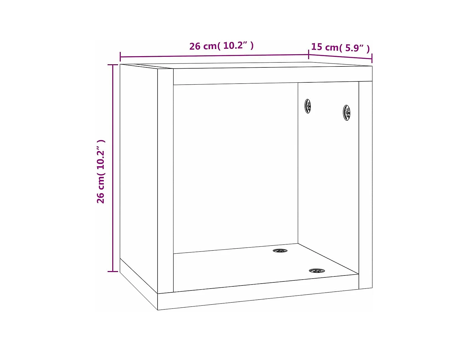 Estantes de pared cubo 2 piezas Sonoma gris 26x15x26 cm madera de ingeniería