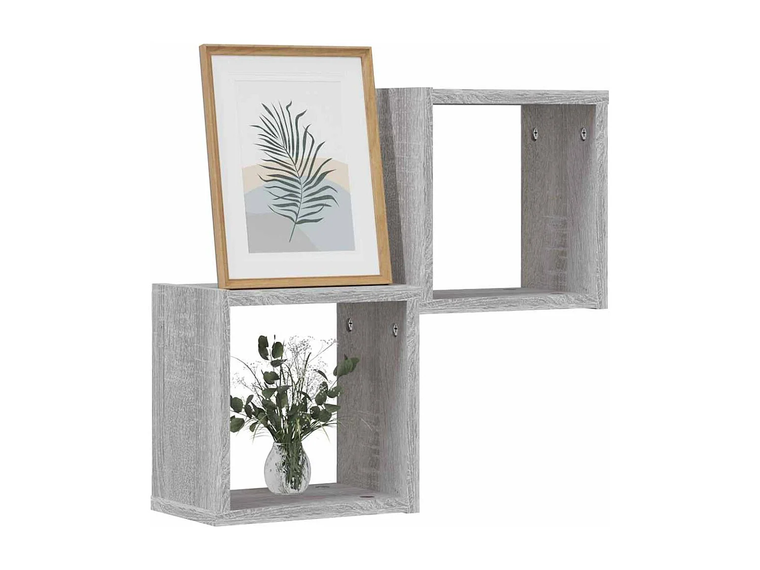 Estantes de pared cubo 2 piezas Sonoma gris 26x15x26 cm madera de ingeniería