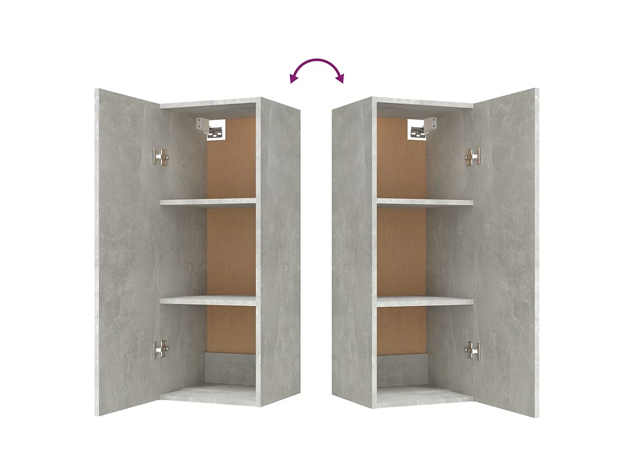 Armoire murale Gris béton 34,5x34x90 cm Bois d'ingénierie