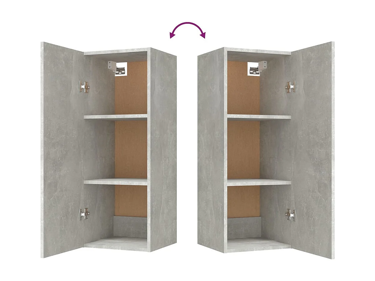 Armoire murale Gris béton 34,5x34x90 cm Bois d'ingénierie