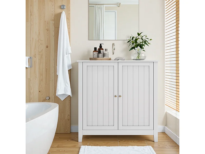 Moderne opbergkast met verstelbare planken en dubbele deuren voor badkamer, woonkamer en slaapkamer (80x40x80 cm)