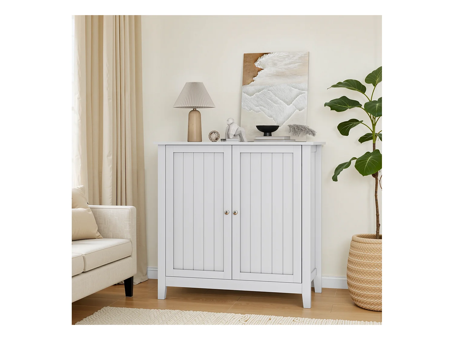 Meuble de rangement moderne, avec étagères ajustables et portes doubles, pour salle de bain, salon et chambre (80x40x80 cm)