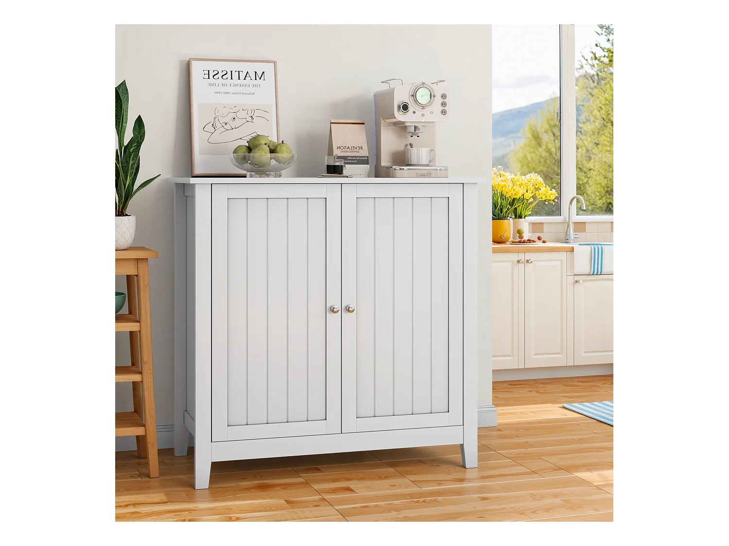 Meuble de rangement moderne, avec étagères ajustables et portes doubles, pour salle de bain, salon et chambre (80x40x80 cm)