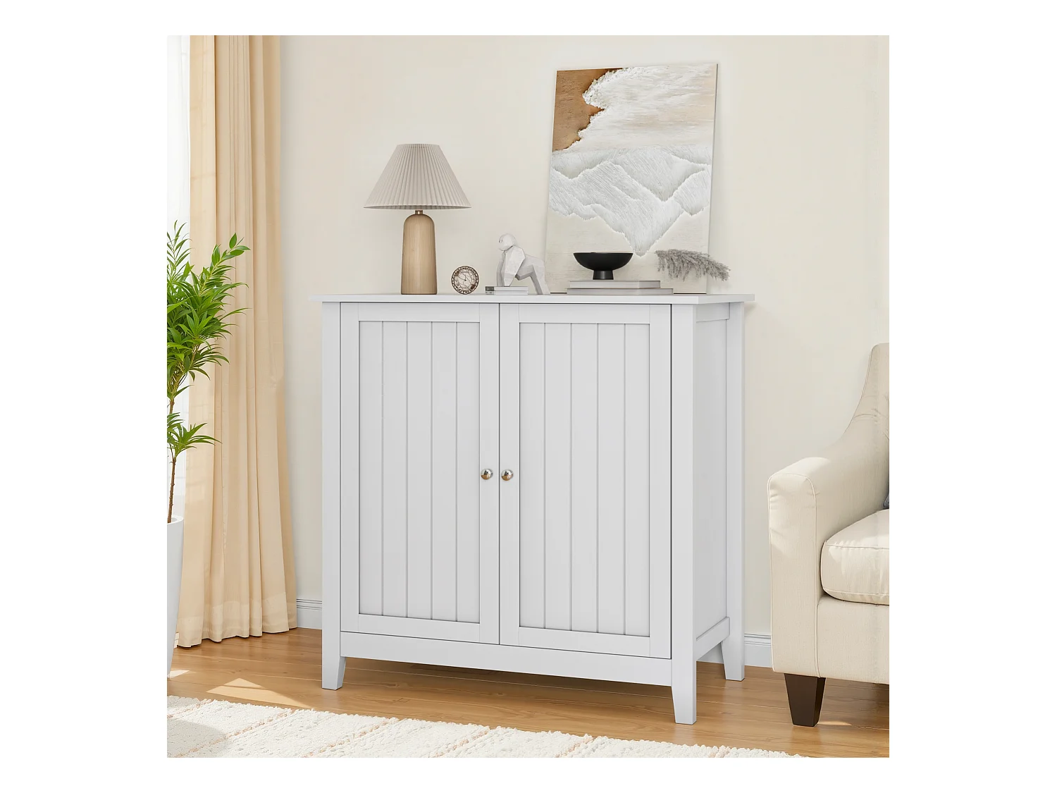 Meuble de rangement moderne, avec étagères ajustables et portes doubles, pour salle de bain, salon et chambre (80x40x80 cm)