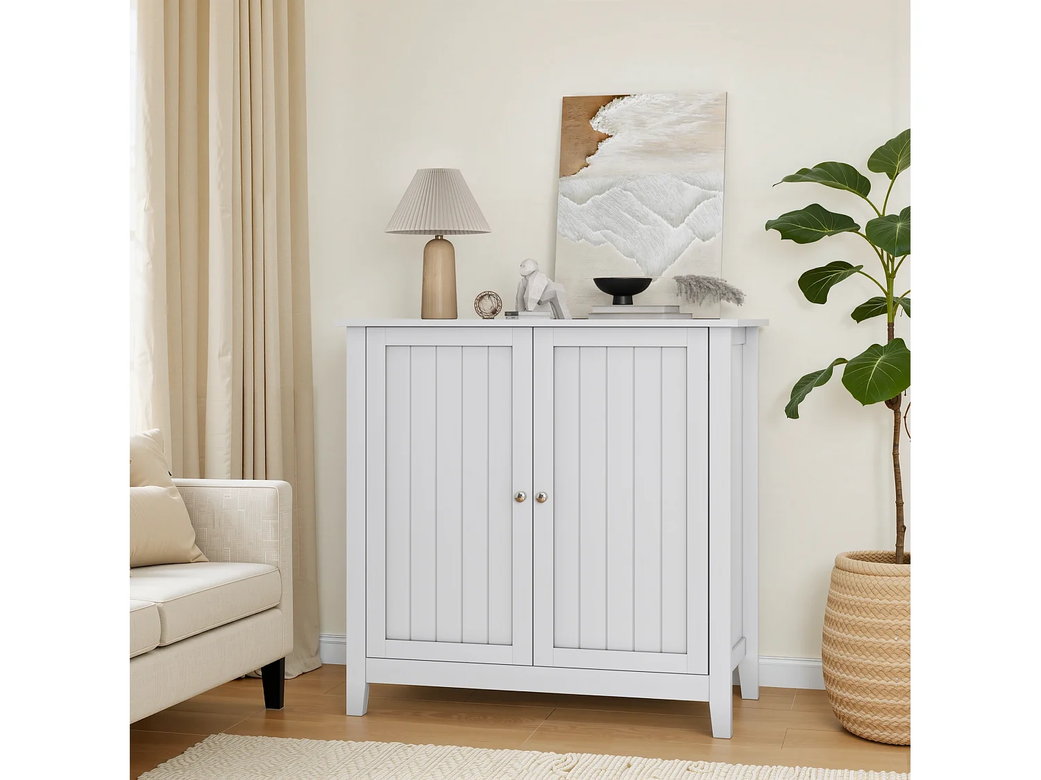 Meuble de rangement moderne, avec étagères ajustables et portes doubles, pour salle de bain, salon et chambre (80x40x80 cm)