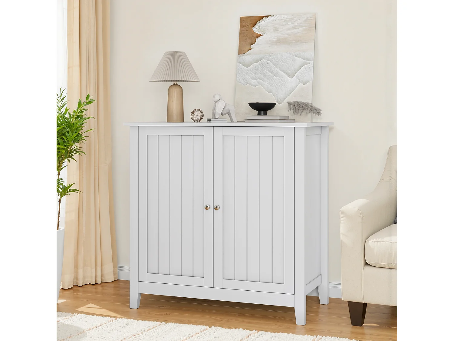 Meuble de rangement moderne, avec étagères ajustables et portes doubles, pour salle de bain, salon et chambre (80x40x80 cm)